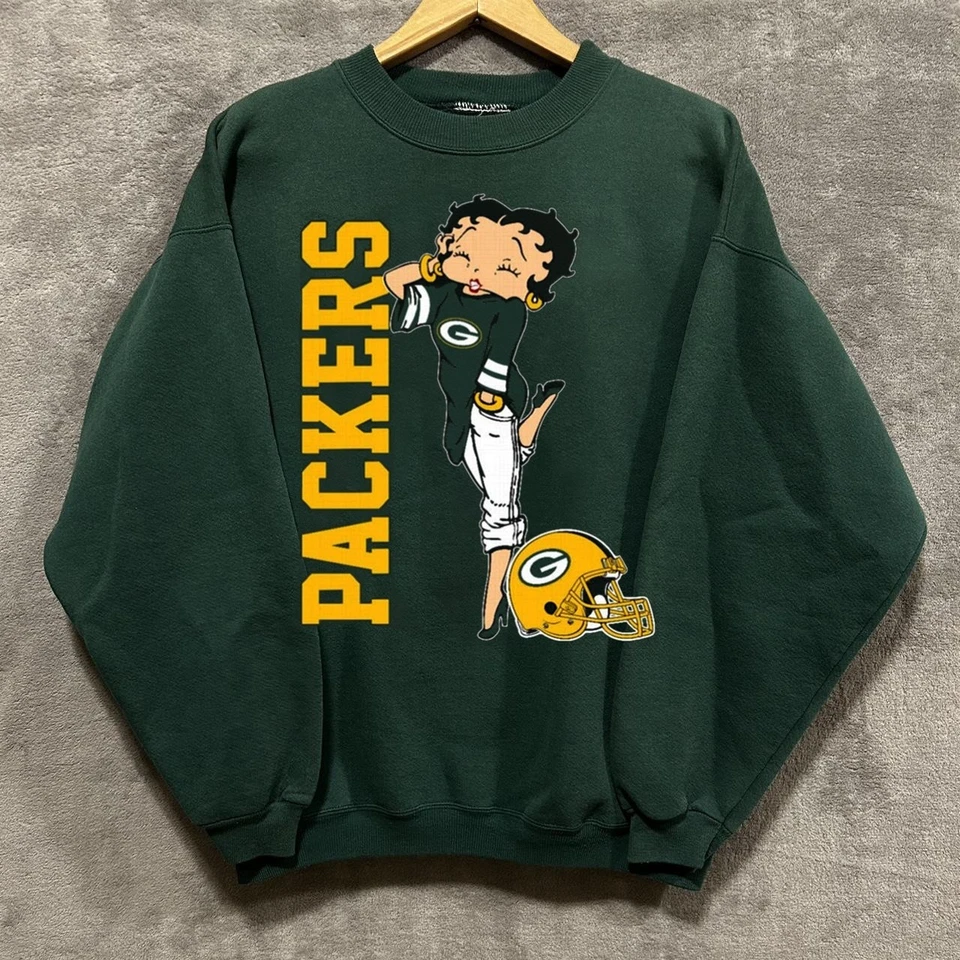 Sudadera verde Betty Boop años 90 Green Bay Packers equipo de fútbol americano NFL RM2457 Foto 1 de 1
