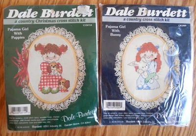 Lote de 2 kits de punto de cruz vintage 1988 Dale Burdett Navidad "Pijama niña" Foto 1 de 4