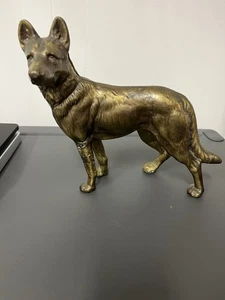 Vintage Messing Deutscher Schäferhund Figur Türstopper  - Bild 1 von 11