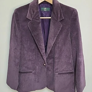 Vintage Orvis Corduroy Blazer Women's Size 14 Brown /Plum One Button Made in USA - Picture 1 of 15