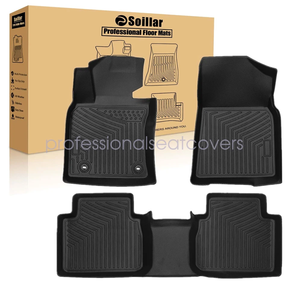 Alfombrillas forro 3D delanteras y traseras negras para Toyota Avalon Hybrid TPE 2018-2023 Foto 1 de 4