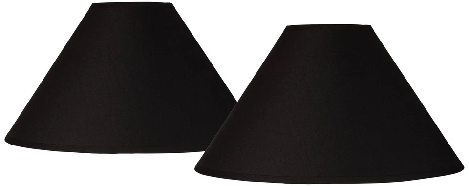 Set of 2 Empire Lamp Shades Black Large 6x19x12 Spider with Harp and Finial - Image 1 of 4