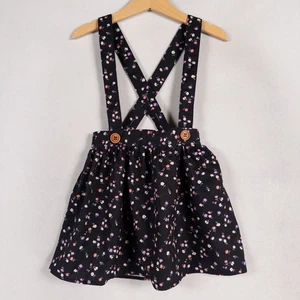 Baileys Blossoms Overall Suspender Skirt Pinafore Girls 3T Black Floral - Picture 1 of 6