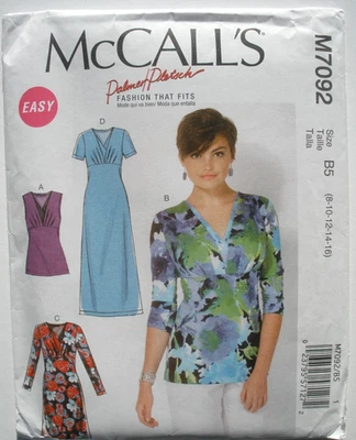 McCall's M7092 Misses' Pullover Tops & Dress w Pleated Bodice Size 8-16 UC - Image 1 of 2