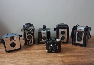 Six VTG Antique BOX Cameras Reflex 2 Jem Jr 120 Argus 75 Mercury 127 Kodak - Picture 1 of 22