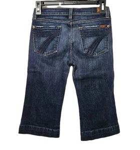 7 FOR ALL MANKIND Dojo Crop Jeans Girls Size 12 (26x14) Blue Denim Bohemian EUC - Picture 1 of 10