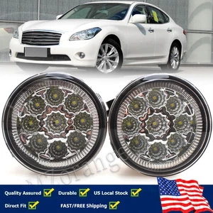 LED Front Bumper Fog Light Lamp Pair For Infiniti M37 2011 2012 2013 Clear Lens - Picture 1 of 9