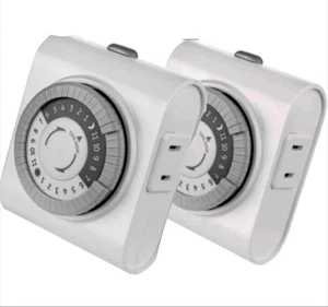 (2er-Pack) - GE UltraPro Mechanischer Timer für Innenbereich - 24 Stunden - jeweils mit 2 Steckdosen - Weiß - Bild 1 von 1