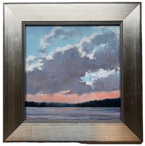 Originale DEBORAH QUINN MUNSON 'Clearing Sky' Nuvole Rosa Quadro Contemporaneo - Foto 1 di 13