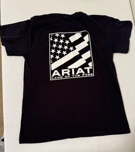 Camisa Ariat Bandera Americana Original Gráfica Camiseta Juvenil Mediana Negra Camisa Manga - Imagen 1 de 5