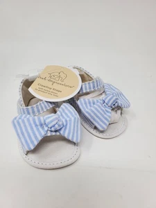 FIRST IMPRESSIONS Baby Girl Seersucker Easter Sandal Cotton Washable Sz 1 Defect - Picture 1 of 15