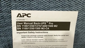 APC Benutzerhandbuch Benutzerhandbuch für die Back-UPS Pro - Brandneues Handbuch - Bild 1 von 3