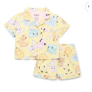 Pokemon Girls' Button Front Top and Shorts Pajama Set, 2-Piece, Size XS 4/5 - Picture 1 of 3