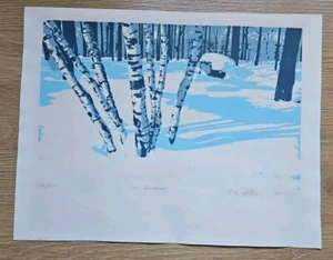 ORIGINAL HOLZBLOCKDRUCK LES BOULEAUX 28/50 KÜNSTLER K.A. 1981 Gillis #0075 - Bild 1 von 13