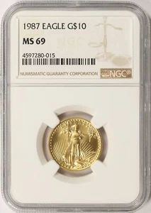 1987 $10 Gold 1/4 oz American Eagle NGC MS69 - Picture 1 of 4