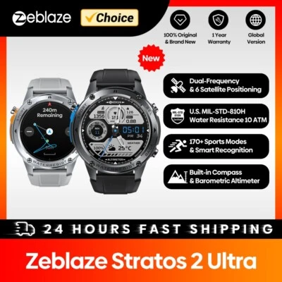 NEW Zeblaze Stratos 3 Pro Smart Watch Fitness 1.43”HD AMOLED  Built-in GPS Black - Image 1 of 4