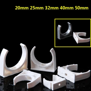 20mm 25mm 32mm 40mm 50mm PVC Pipe Clips Clamp Support Holder Fixed White Gray - Picture 1 of 4