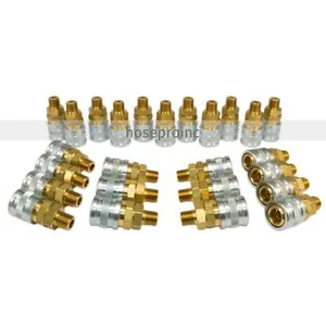 25pz Raccordi Tubo Aria 1/4 NPT Stile M Linea Utensile Compressore Costruzione Spina - Foto 1 di 6
