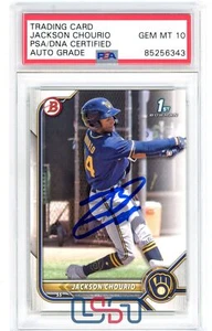 Jackson Chourio Brewers Signed Autographed 2022 Bowman #BP-79 PSA/DNA 10 Auto - Picture 1 of 2