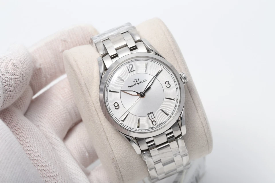 Reloj para hombre Philip Watch 39 mm fecha esfera blanca fecha acero inoxidable Foto 1 de 4