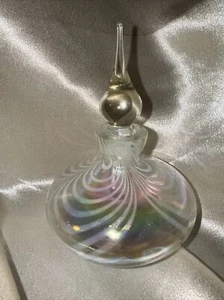 Vintage Clear  Iridescent  Feather Perfume Bottle - Picture 1 of 19