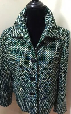 R Q T 女式夹克外套绿色蓝色黑色 12 码 — 第 1/4 张图片