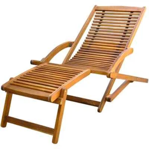 vidaXL Deck Chair with Footrest Solid Acacia Wood New - Picture 1 of 8