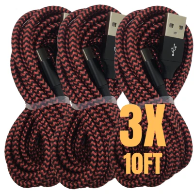 3 Pack Braided USB Charger Cable Data Cord For iPhone 14 13 12 11 Pro Max XS XR - Image 1 of 4