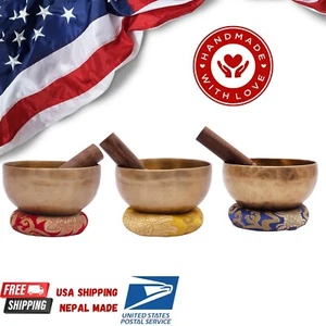 5" Singing bowl set of 3- Handmade Simple Tibetan Plain Bowl- Yoga and Therapy - Picture 1 of 7