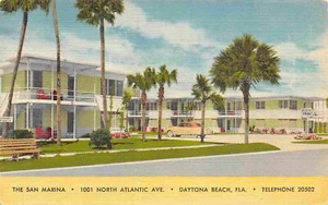 San Marina Apartment Motel Daytona Beach Florida linen postcard - Picture 1 of 2