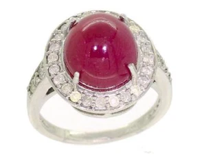 10.25ct Rubino & Diamante Anello IN 14k Oro Bianco - Foto 1 di 8