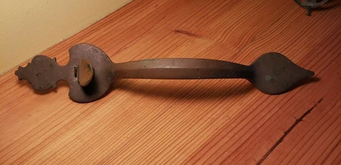 Heavy Vintage Antique SOLID BRASS Curved Thumb Latch DOOR PULL HANDLE 12" Long Cover