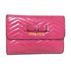 Auth Miumiu   5Ml225 Pink Leather Trifold Wallet