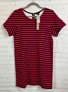 J.CREW Petites red blue striped cotton stretch shift dress size PM NWT - Picture 1 of 7