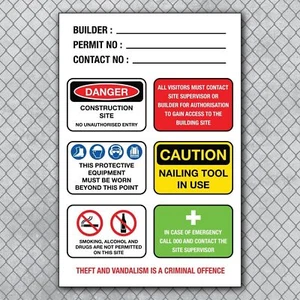 OWNER BUILDER CONSTRUCTION SITE SAFETY - VARIOUS SIZES SIGN & STICKER OPTIONS - Picture 1 of 1