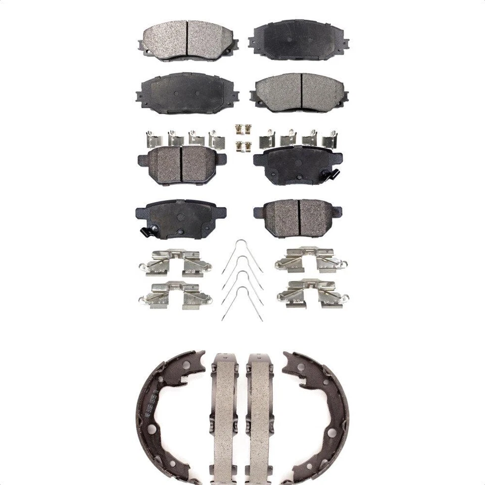 For Toyota Matrix Pontiac Vibe Front Rear Ceramic Brake Pads & Parking Shoes Kit - Image 1 of 4