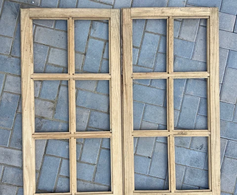 salvage solid oak cabinet door window frames crafts upcycle 21.5" x 42.5" x 7/8" Cover