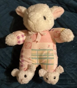Vintage Walmart Easter Baby Sheep Lamb Pajama Feet Pink Bow Plush Lovey - Bild 1 von 1