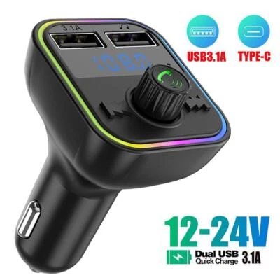 Car Wireless Bluetooth FM Transmitter MP3,USB,TYPE C,PD Charger Adapter Lot U2 - Image 1 of 4