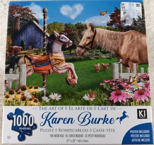 The New Kid Horse 1000 Piece Jigsaw Puzzle with Poster Karen Burke by KI Puzzles - Picture 1 of 4