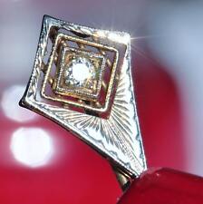 14K マルチトーン ゴールド ピン 0.18ct VVS2 天然ダイヤモンド ハンドメイド 1.5g 1890 年代 アンティーク