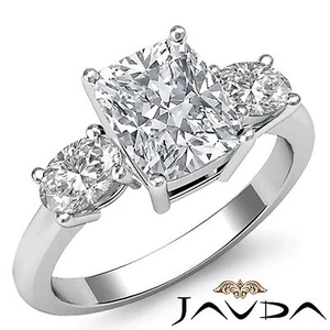 Anillo de compromiso de diamantes talla cojín con 3 puntas de piedra GIA I color SI1 1,5 ctw - Imagen 1 de 5