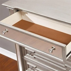 Furniture of America Farrah Transitional Solid Wood 5-Drawer Chest in Silver - Picture 1 of 9