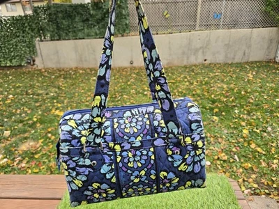 Bolso de Hombro VERA BRADLEY Indigo Pop Azul Púrpura Verde Floral Acolchado Foto 1 de 4