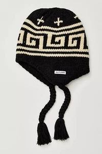 Free People Niseko Black + Gray Knit Trapper Ear Flap Hat By AUTUMN NWOT $38 - Picture 1 of 5