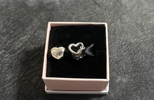 Genuine Authentic Pandora Silver Smooth Plain Heart Charm  Retired & heart bead - Picture 1 of 3
