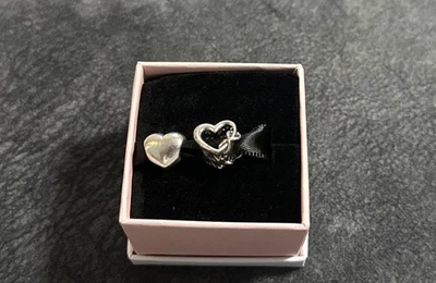 Genuine Authentic Pandora Silver Smooth Plain Heart Charm  Retired & heart bead - Image 1 of 3