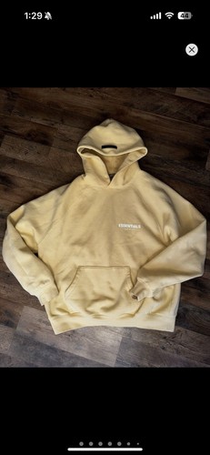 Felpa con cappuccio pullover in cotone Fear of God Essentials SS21 per uomo guanto crema da giardino