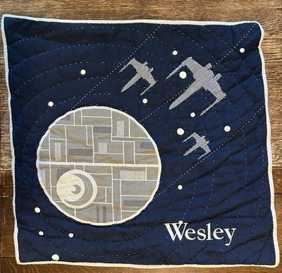Pottery Barn Star Wars Pillow Sham Cover | 27”x26” | Embroidered w/Name “Wesley” - Image 1 of 4