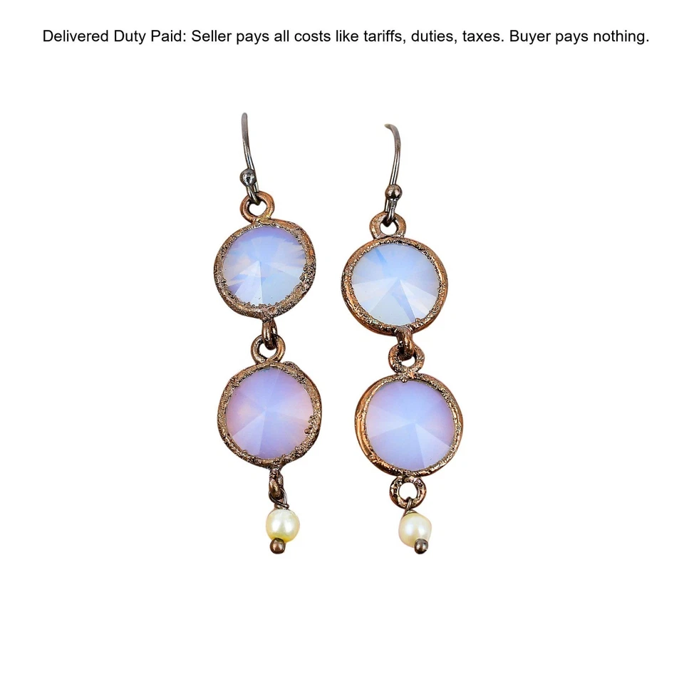 Venta Año Nuevo Cobre Natural Ópalo Lechoso Electroformado Colgante Esposa Pendientes Foto 1 de 4